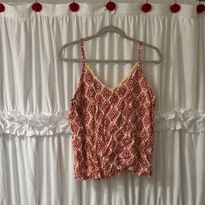Elegant Red and Cream Patterned Camisole